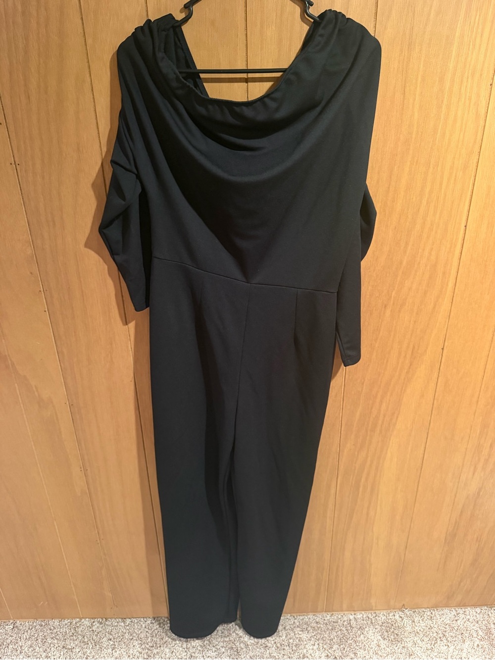 Black Cowl Neck Women’s Jumpsuit slightly off shoulder